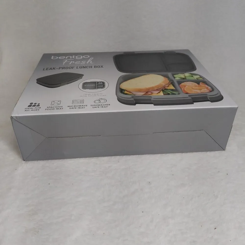 NEW Bentgo Fresh Leak-Proof Bento Lunch Box Charcoal Gray 3/4 Compartments NIB